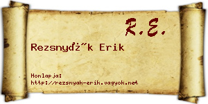 Rezsnyák Erik névjegykártya
